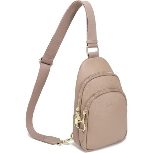 Crossbody Sling Bags Leather Khaki